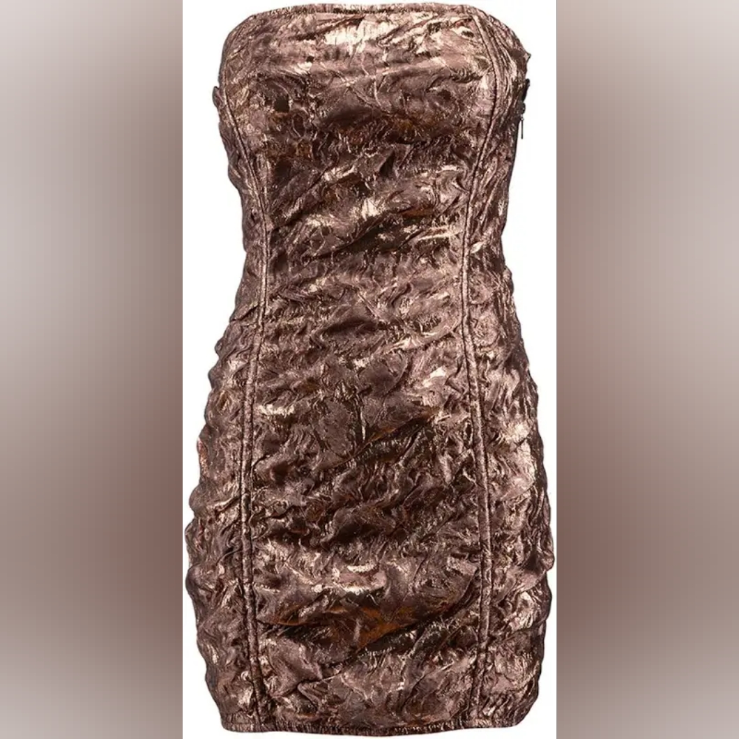 Sz 38 And 40 Nwt Redemption Metallic Rushed Tube Mini Dress